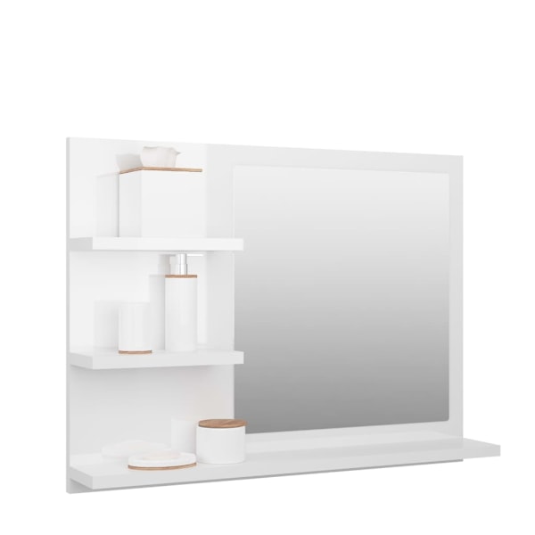 vidaXL Badrumsspegel vit högglans 60x10,5x45 cm konstruerat trä Vit