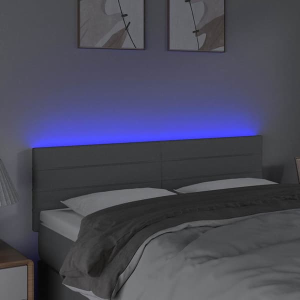 vidaXL Sänggavel LED ljusgrå 144x5x78/88 cm tyg Grå