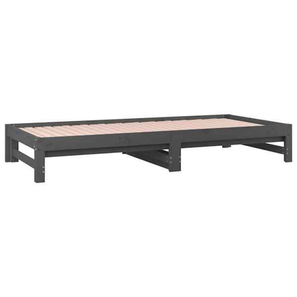 vidaXL Utdragbar dagbädd grå 2x(90x200) cm massiv furu Grå