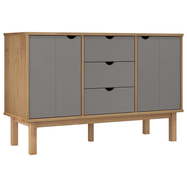 vidaXL Skänk OTTA brun&grå 113,5x43x73 cm massiv furu Grå