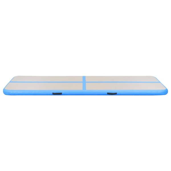 vidaXL Uppblåsbar gymnastikmatta med pump 400x100x10 cm PVC blå grå