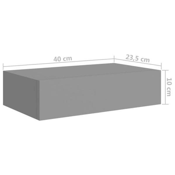 vidaXL Väggmonterad låda svart 40x23,5x10 cm MDF grå