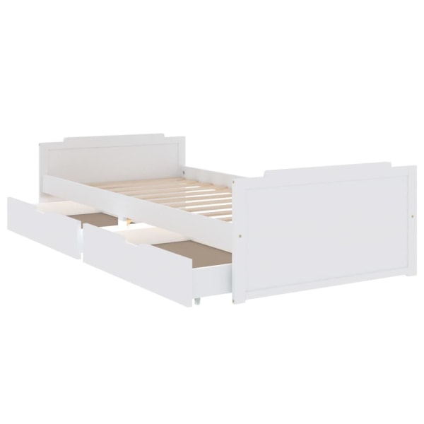 vidaXL Sängram med lådor vit massiv furu 90x200 cm Vit