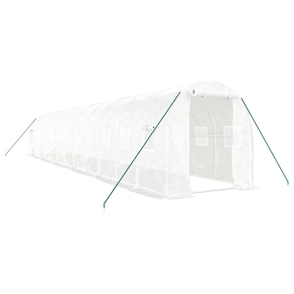 vidaXL Växthus med stålram vit 24 m² 12x2x2 m Vit