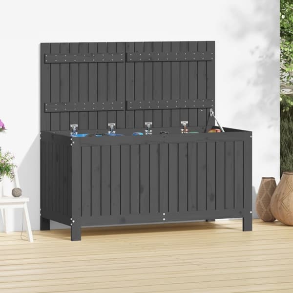 vidaXL Förvaringslåda grå 121x55x64 cm massiv furu Grå