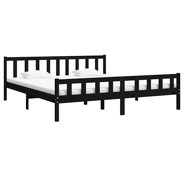 vidaXL Sängram svart massivt trä 200x200 cm Svart