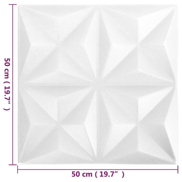 vidaXL 3D Väggpaneler 48 st 50x50 cm origami vit 12 m² Vit