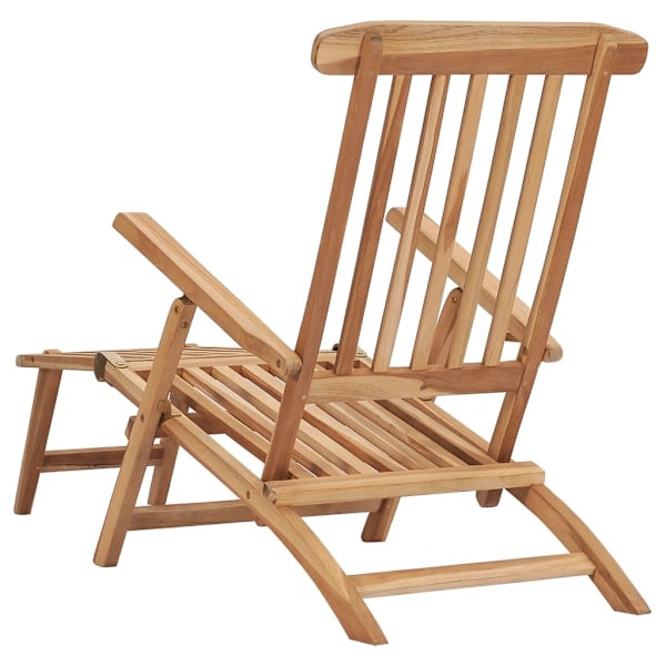 vidaXL Däckstolar med fotpallar och bord massiv teak Brun