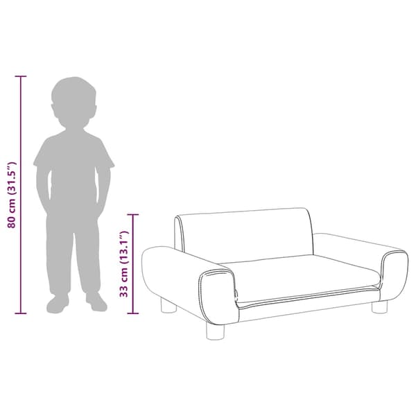 vidaXL Barnsoffa mörkgrå 70x45x33 cm sammet Grå