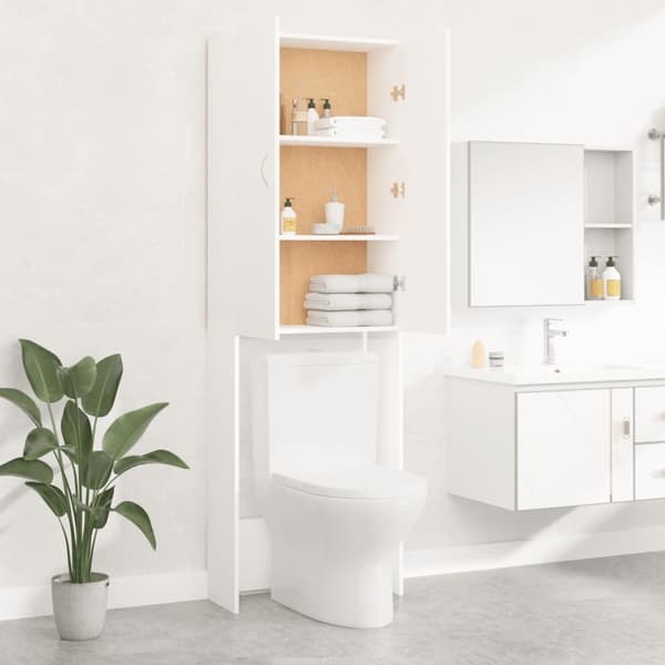 vidaXL Tvättmaskinsskåp vit 64x25,5x190 cm White