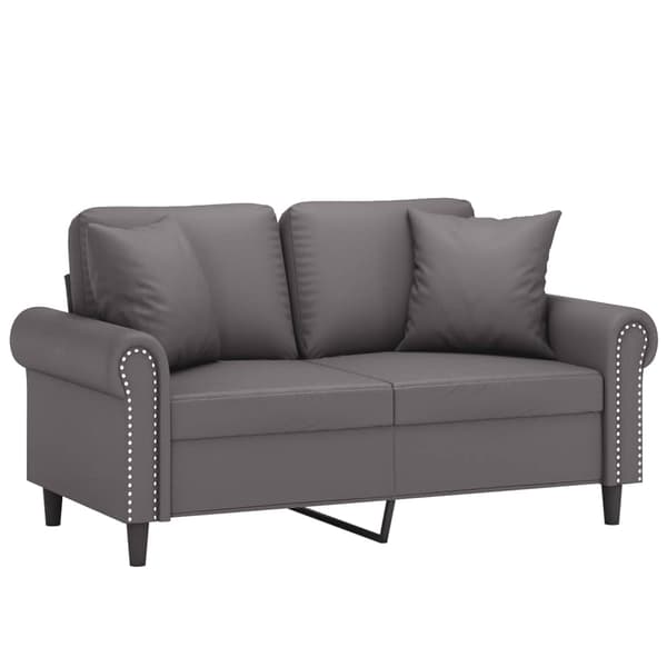 vidaXL 2-sits soffa med prydnadskuddar grå 120 cm konstläder Grå