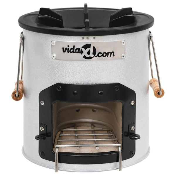 vidaXL Vedeldad campingspis silver 45x25x26 cm stål Silver