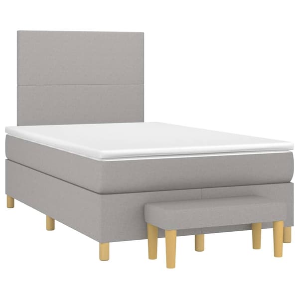vidaXL Ramsäng med madrass ljusgrå 120x190 cm tyg Grå
