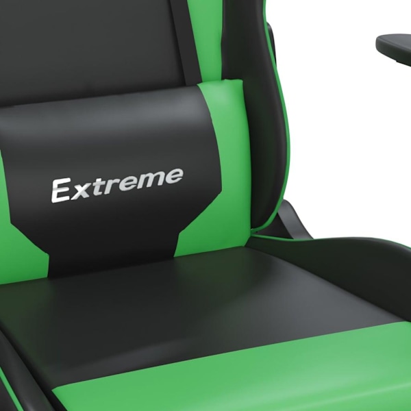 vidaXL Gamingstol med massage och fotstöd svart och grön konstläder Grön