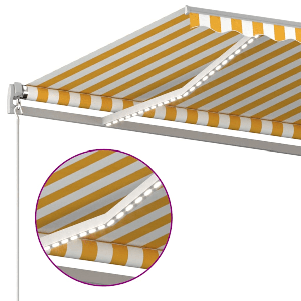 vidaXL Automatisk markis med vindsensor & LED 4x3,5 m gul och vit Gul