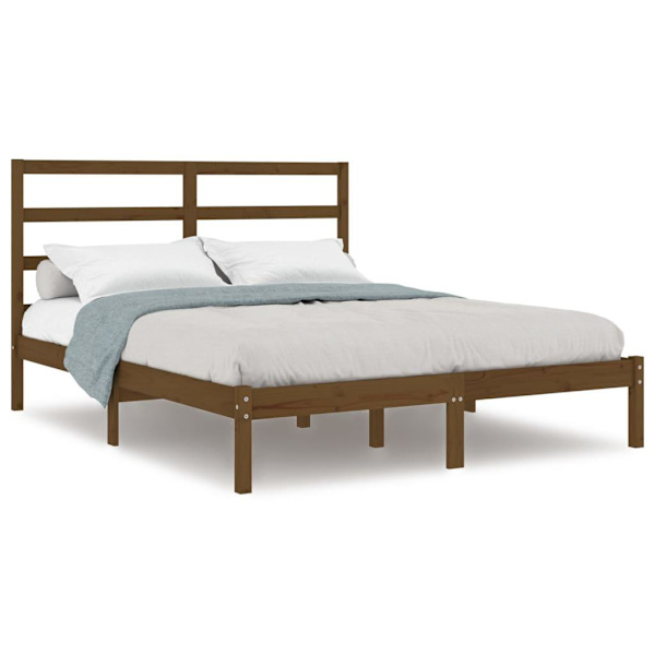 vidaXL Sängram honungsbrun massiv furu 120x200 cm enkelsäng Brun