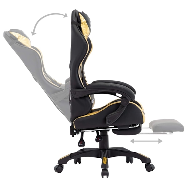 vidaXL Gamingstol med fotstöd guld och svart konstläder Guld