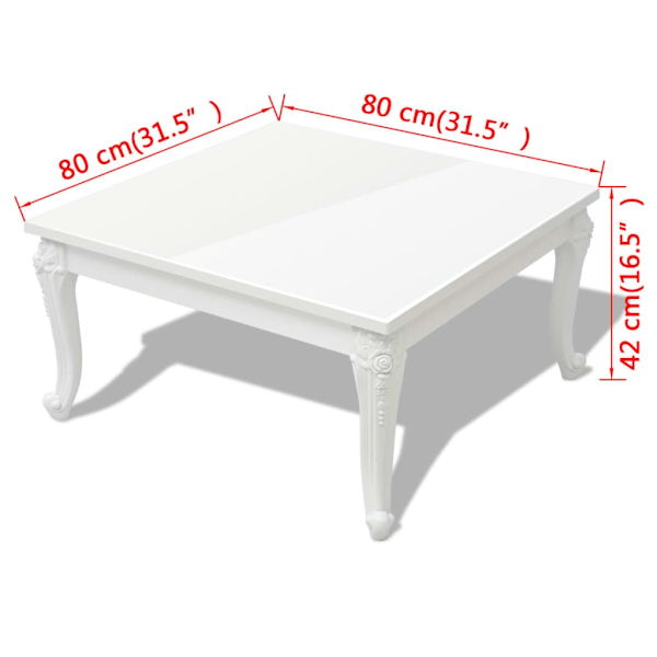 vidaXL Soffbord 80x80x42 cm vit högglans Vit