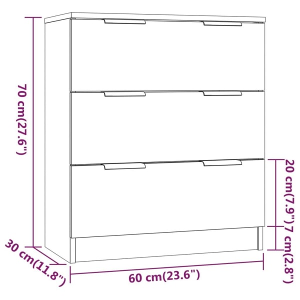 vidaXL Skänk vit högglans 60x30x70 cm konstruerat trä Vit