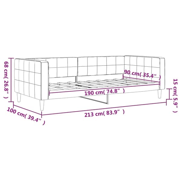 vidaXL Dagbädd ljusgrå 90x190 cm sammet Grå