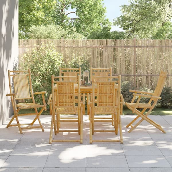 vidaXL Hopfällbara trädgårdsstolar 6 st 53x66x99 cm bambu Brun