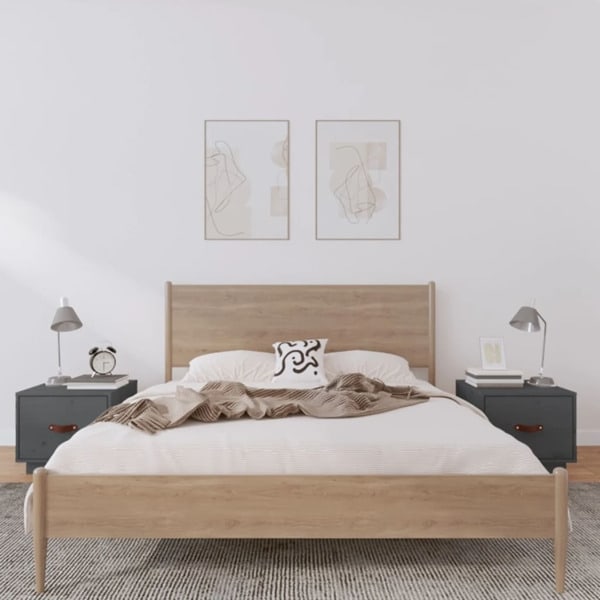 vidaXL Sängbord 2 st grå 40x34x35 cm massiv furu Grå