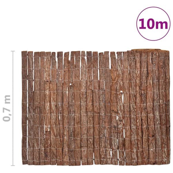 vidaXL Barkstaket 1000x70 cm Brun
