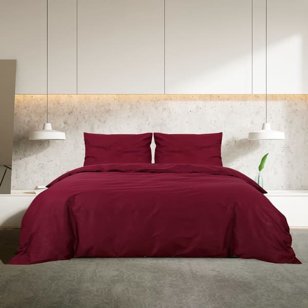 vidaXL Bäddset vinröd 200x200 cm bomull Röd