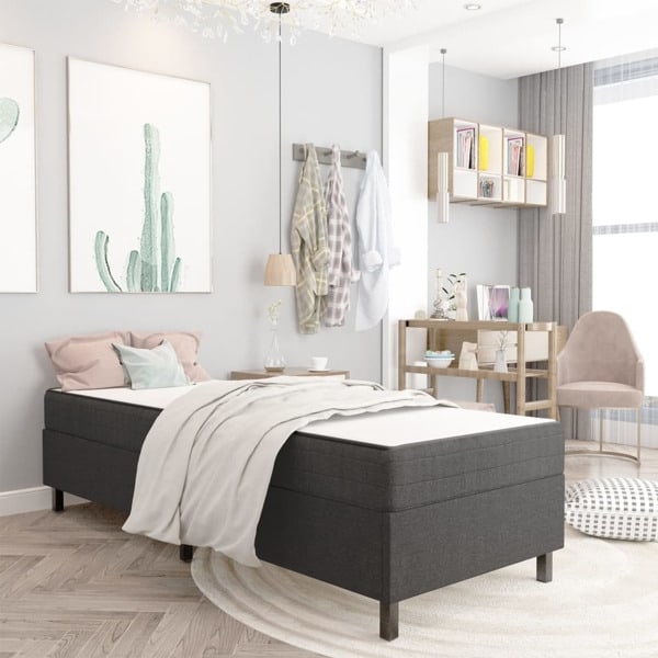 vidaXL Resårsäng mörkgrå tyg 90x200 cm grå