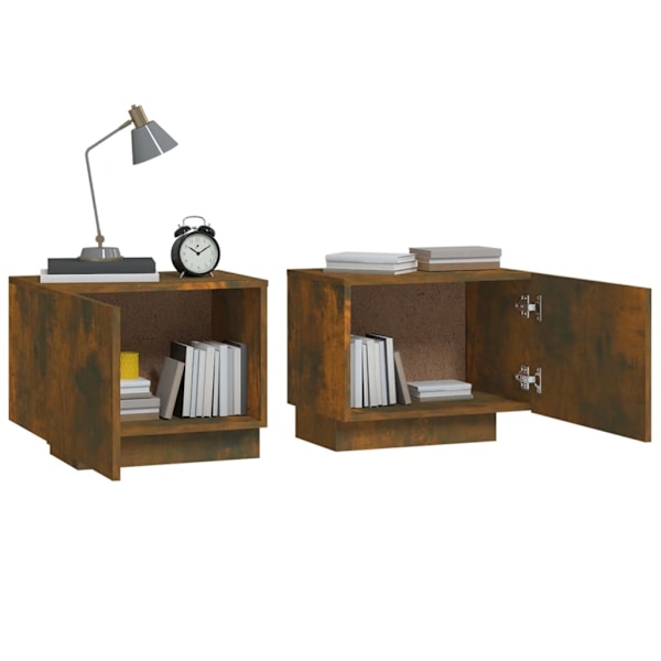vidaXL Sängbord rökfärgad ek 100x35x40 cm konstruerat trä Brun