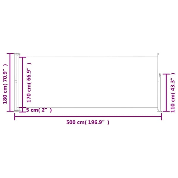 vidaXL Infällbar sidomarkis 180x500 cm blå Blå