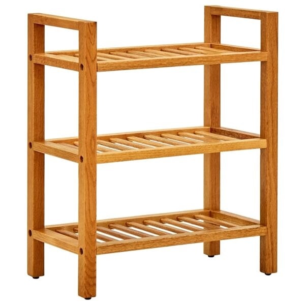 vidaXL Skohylla med 3 hyllor 50x27x60 cm massiv ek Brun