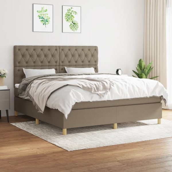 vidaXL Ramsäng med madrass taupe 160x200 cm tyg Taupe