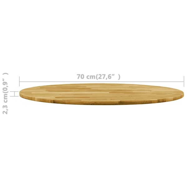 vidaXL Bordsskiva massivt ekträ rund 23 mm 700 mm Brun