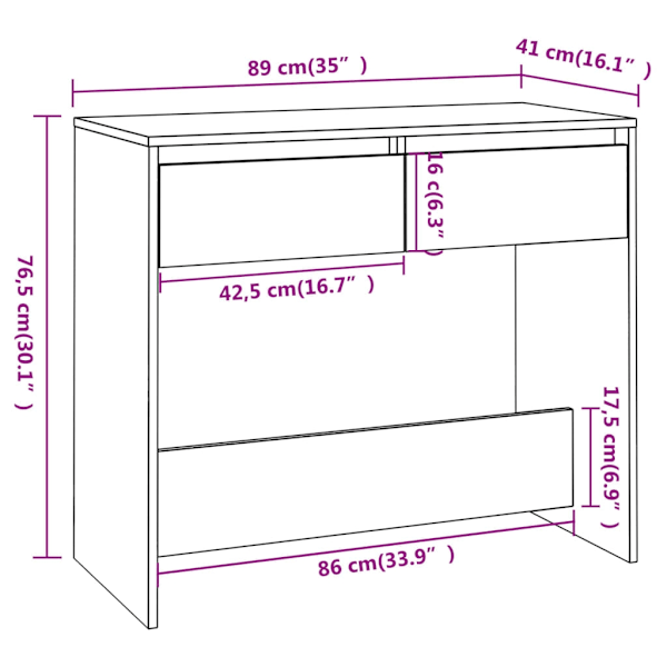 vidaXL Avlastningsbord rökfärgad ek 89x41x76,5 cm konstruerat trä Brun