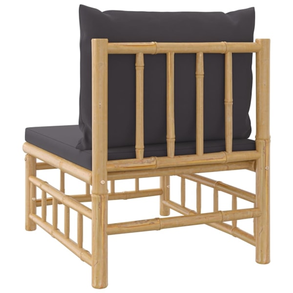 vidaXL Soffa mittdel med mörkgråa dynor bambu Grå