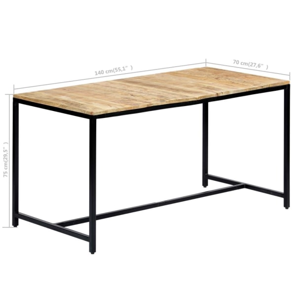 vidaXL Matbord 140x70x75 cm massivt grovt mangoträ Brun