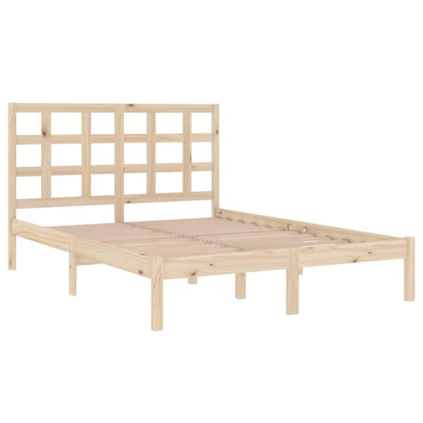 vidaXL Sängram massivt trä 140x190 cm Brun