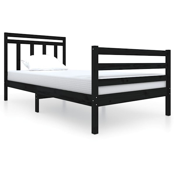 vidaXL Sängram svart massivt trä 100x200 cm enkelsäng Svart