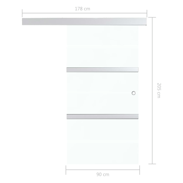 vidaXL Skjutdörr med mjukstopp ESG-glas och aluminium 90x205 cm Silver