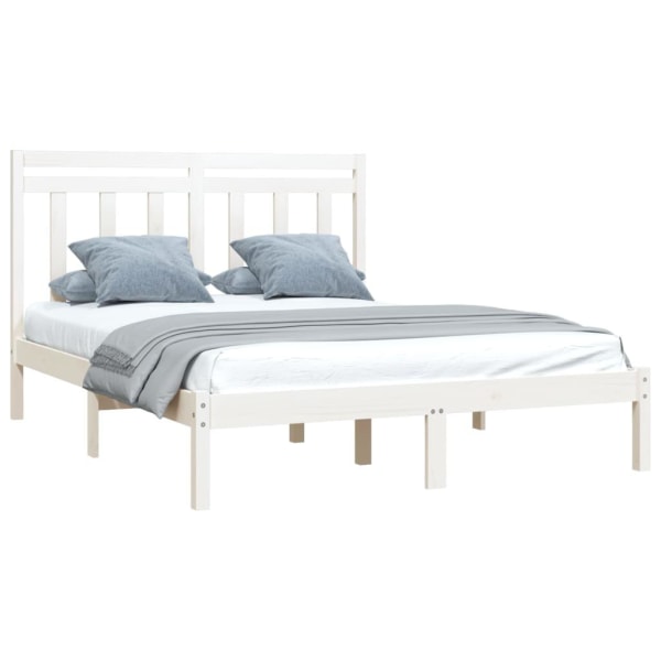 vidaXL Sängram vit massivt trä 150x200 cm Vit