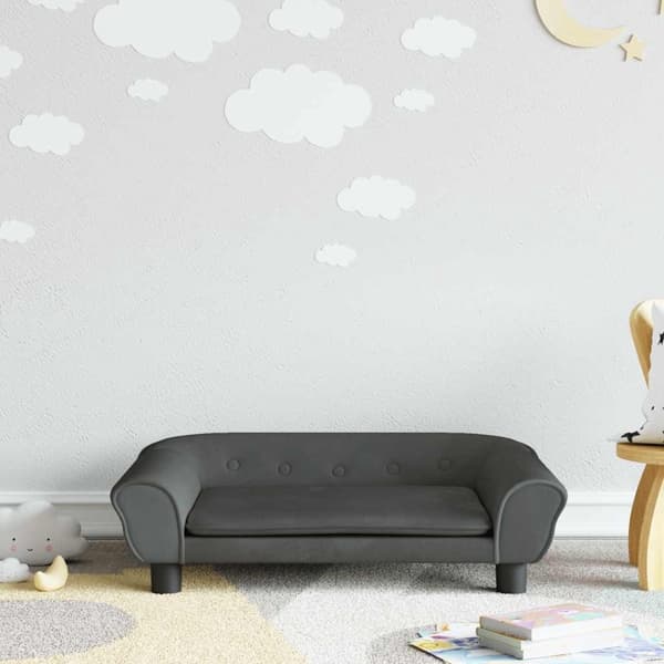 vidaXL Barnsoffa mörkgrå 70x45x26 cm sammet Grå