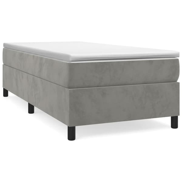 vidaXL Ramsäng med madrass ljusgrå 100x200 cm sammet Grå