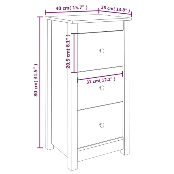 vidaXL Skänk vit 40x35x80 cm massiv furu Vit