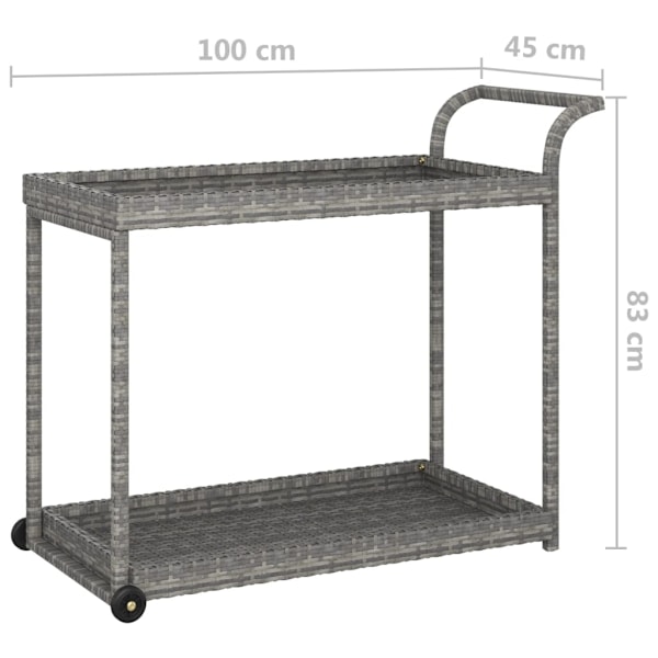 vidaXL Serveringsvagn grå 100x45x83 cm konstrotting grå