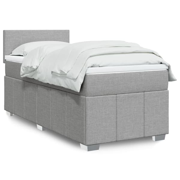 vidaXL Ramsäng med madrass ljusgrå 90x190 cm tyg Grå