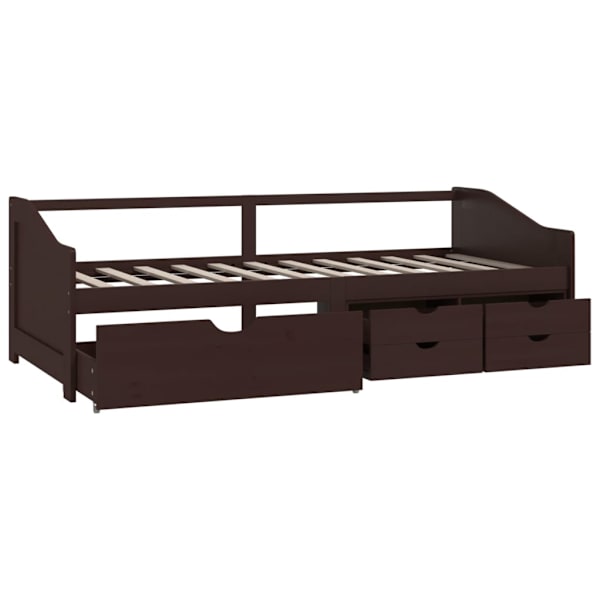 vidaXL Dagbädd 3-sits mörkbrun massiv furu 90x200 cm Brun