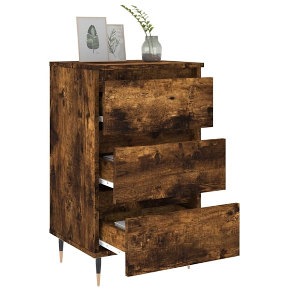 vidaXL Sängbord 2 st rökfärgad ek 40x35x69 cm konstruerat trä Brun