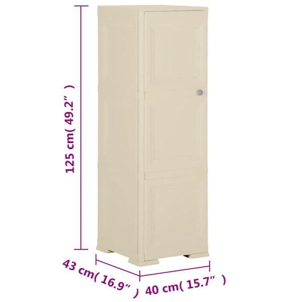 vidaXL Plastskåp 40x43x125 cm träimitation kaninvit Vit