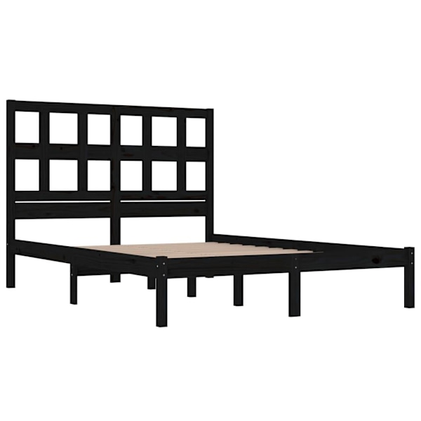 vidaXL Sängram svart massiv furu 120x190 cm Svart
